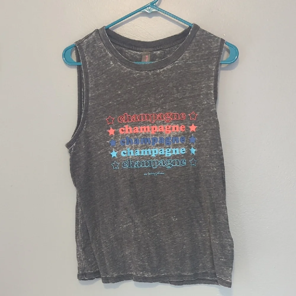 Champagne For Betsey Johnson Gray Preformance Mineral-Wash Tank Top Medium M - Picture 1 of 7